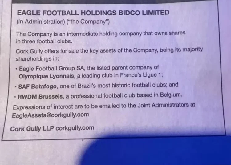 Administradora coloca SAF do Botafogo à venda em anúncio de jornal