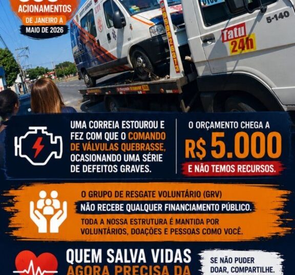 Após pane em ambulância, Grupo de Resgate Voluntário busca doações para continuar salvando vidas